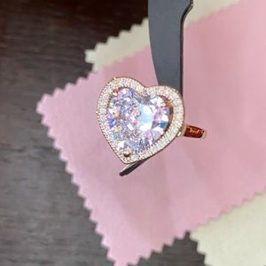 Rose Gold CZ Mirror Unique Heart Diamond 10mm